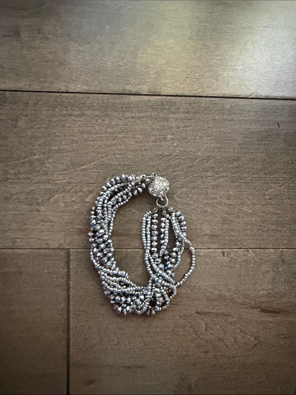 Silver Beaded Multi-Strand Bracelet - Women's Jewelry